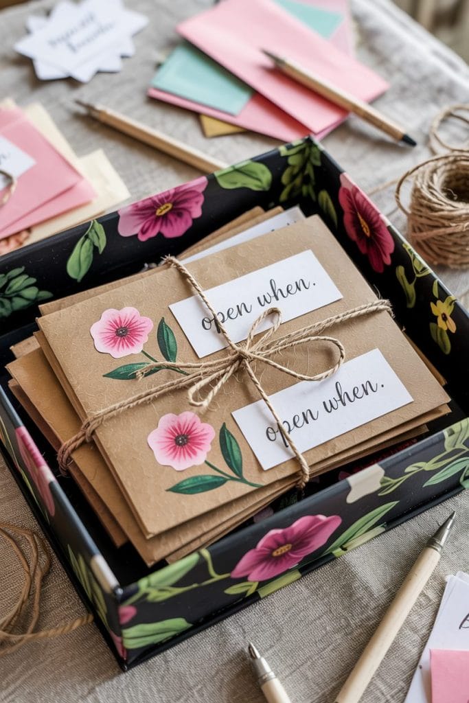 Open When letter kit with decorated envelopes