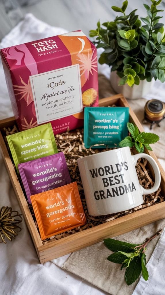 Tea sampler gift box with personalized ceramic mug