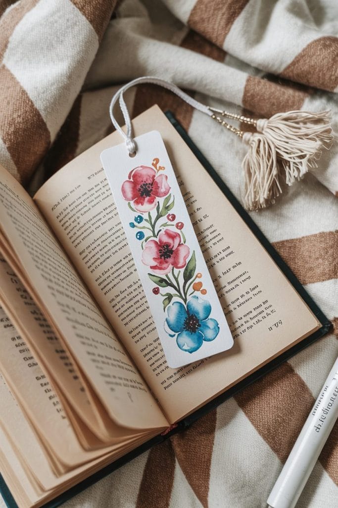 Custom illustrated watercolor bookmark