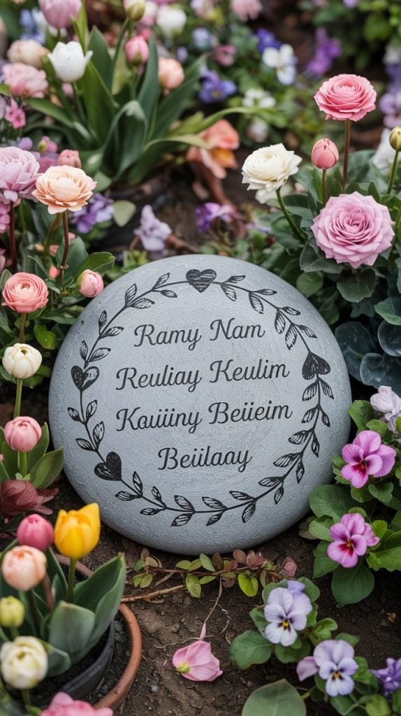 Custom garden stone with grandchildren's names