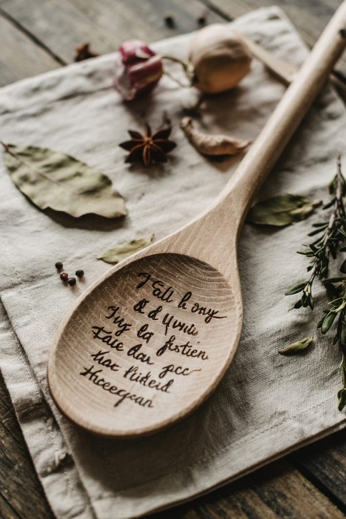 Custom recipe engraved wooden spoon