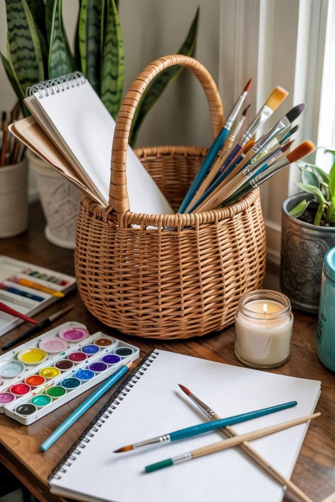 Creative soul gift box with watercolor paints and sketch pads