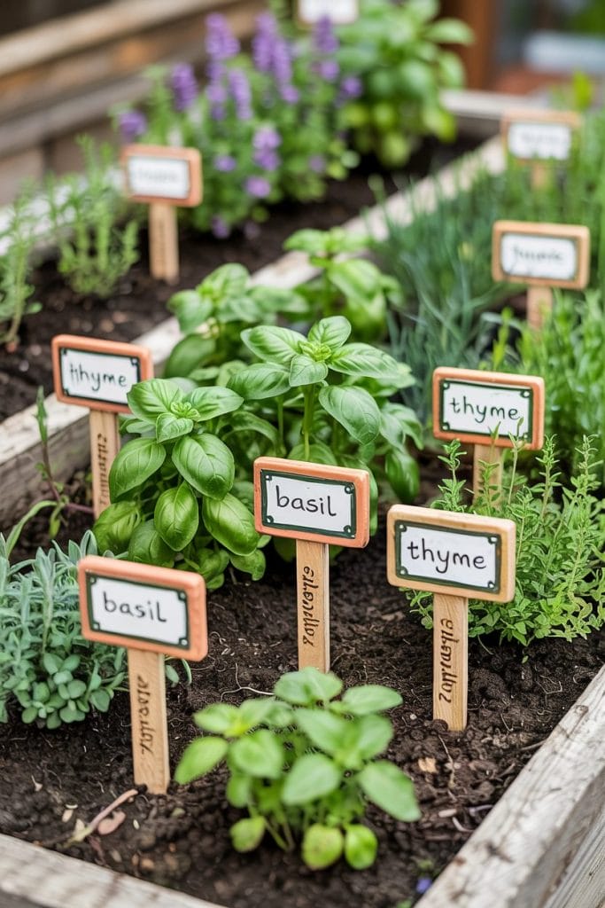 Personalized hand-painted herb garden markers