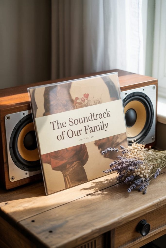 Custom vinyl record with family soundtrack playlist