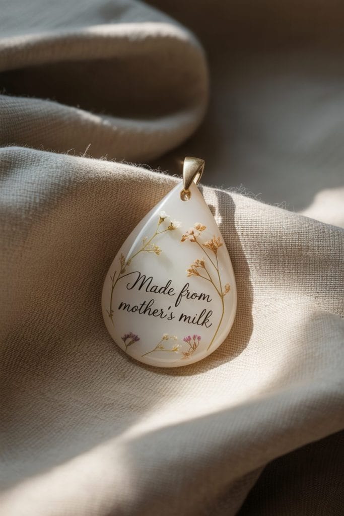 Botanical breastmilk preservation jewelry pendant