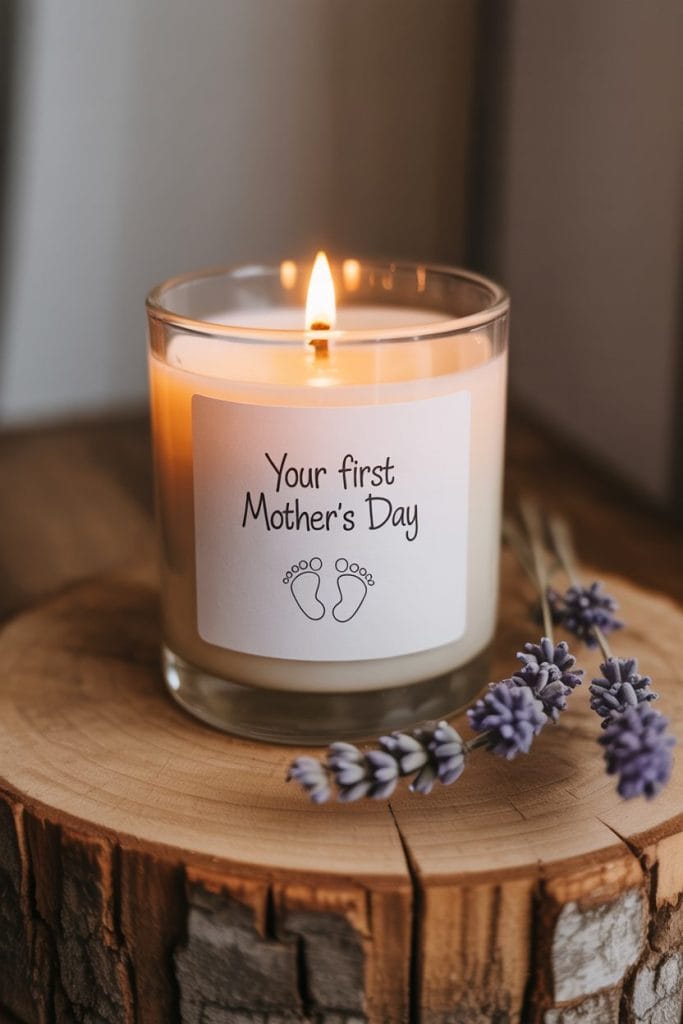 Baby footprint keepsake candle with custom label