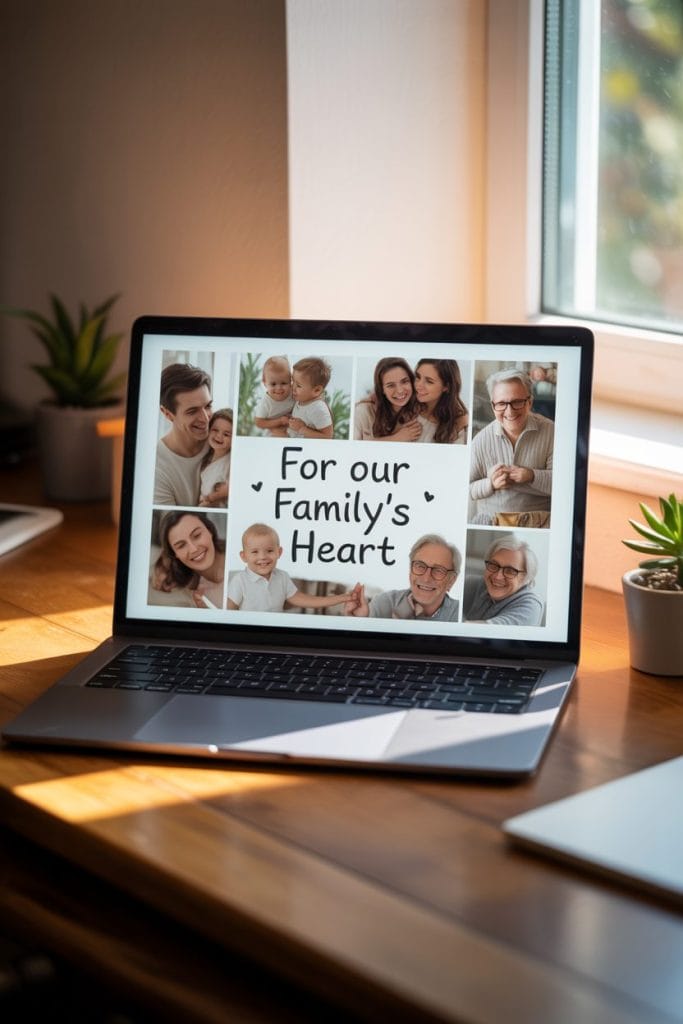 Digital family time capsule video on laptop screen