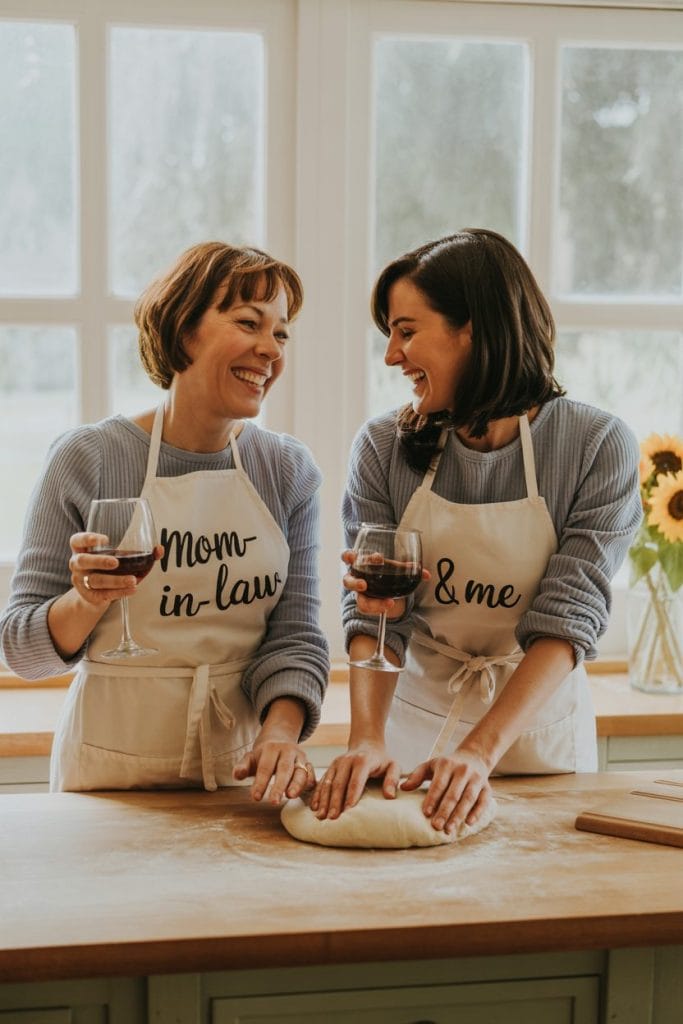 Mother-in-law and daughter-in-law at a cooking class